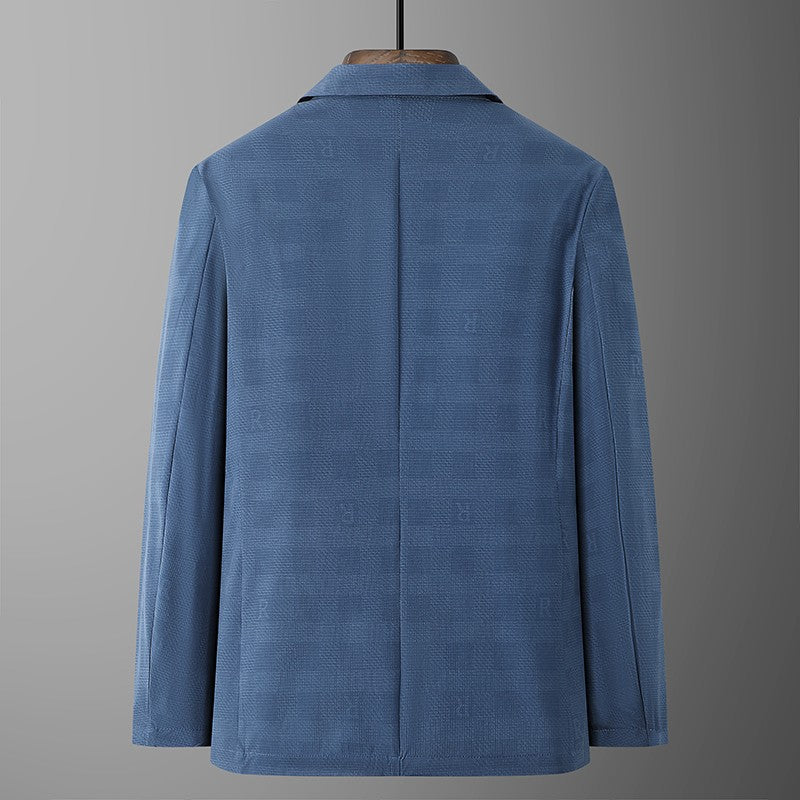 Large Size Thin Ice Silk Suit High Elastic Lightweight Breathable Casual Sun-Protective Smooth Light Luxury Jacket