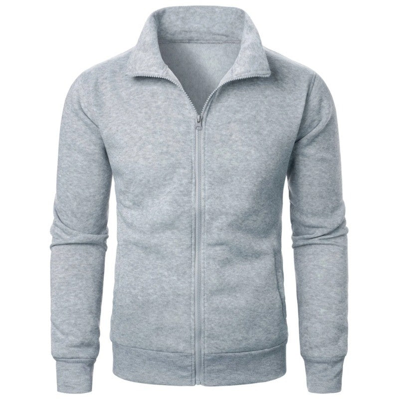 Autumn Men's Long Sleeve Zipper Jacket Coats Solid Color Warm Sweatshirts Casual Baseball Jacket Outdoor Streetwear