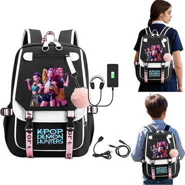 School Backpack for Students KPop Demon Huntes Daily Bagpack 2025 Hot Movie Print Backpacks for Girl Boy Laptop Usb Port Bag