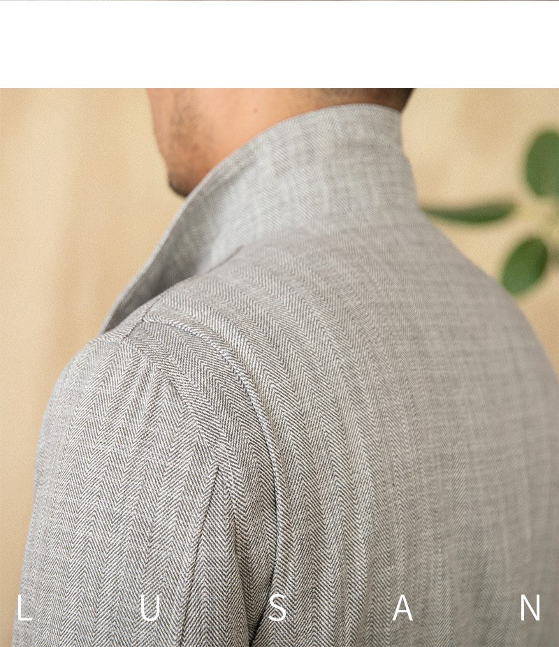 Cotton and Linen Vertical Collar Tight Waist M65 Hunting Jacket Retro All-match Spring and Summer Lightweight Casual Jacket