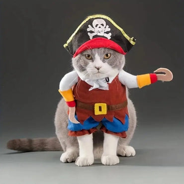 Conjunto de Roupas para Cães Fantasia de Pirata para Animais de Estimação Roupa de Pirata para Cachorro Teddy Fantasias de Halloween