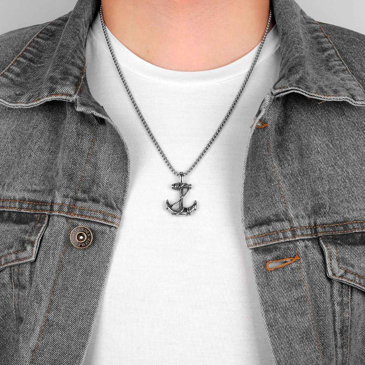 Colares Masculinos Âncora Criativa Mar Marinheiro Corrente Pingentes Punk Rock Hip Hop Único para Homem Menino Joias da Moda Presente Atacado