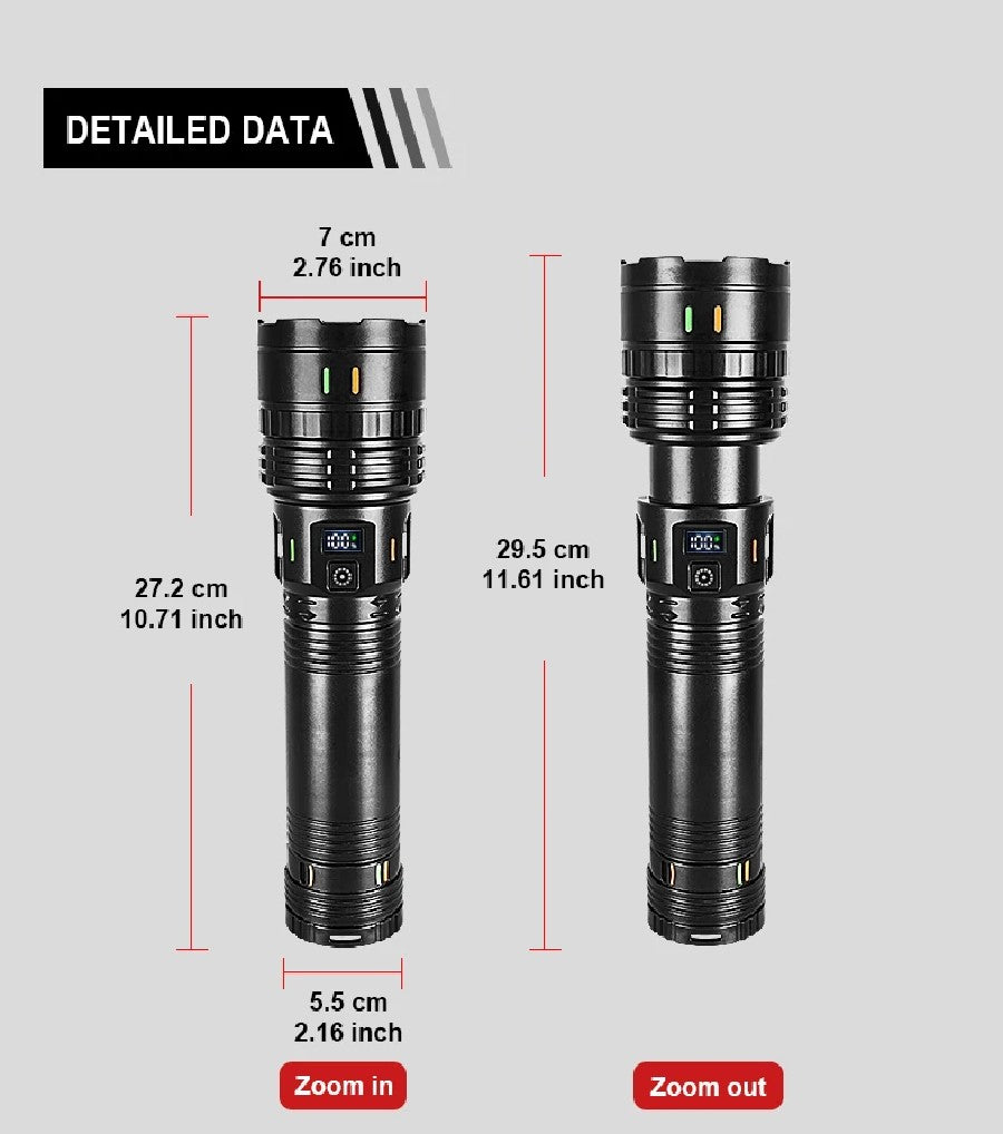 30000000LM High Power LED Flashlight Most Bright Tactical Torch Rechargeable Portable Light Long Shot 5000M Camping Hunting Lamp