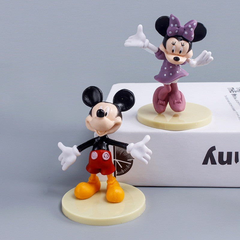 Promoção de 6 pçs/conjunto de Bonecos de Ação Disney Mickey Mouse Minnie Pato Donald em PVC para Bolo, Decoração de Coleção, Presentes Infantis