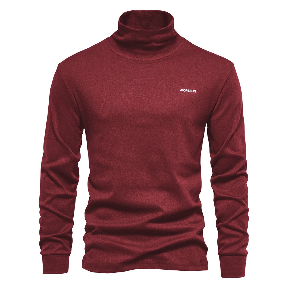 AIOPESON Solid Men T-shirt Casual Long Sleeve Turtleneck Bottoming Shirt for Men Autumn Winter Basic Slim Underwear Shirts Man