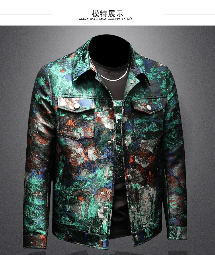 2025 Spring Vintage Jacquard Jacket Men Luxury Casual Business Social Jacket Social Streetwear Bomber Jacket Men Clothing M-4XL