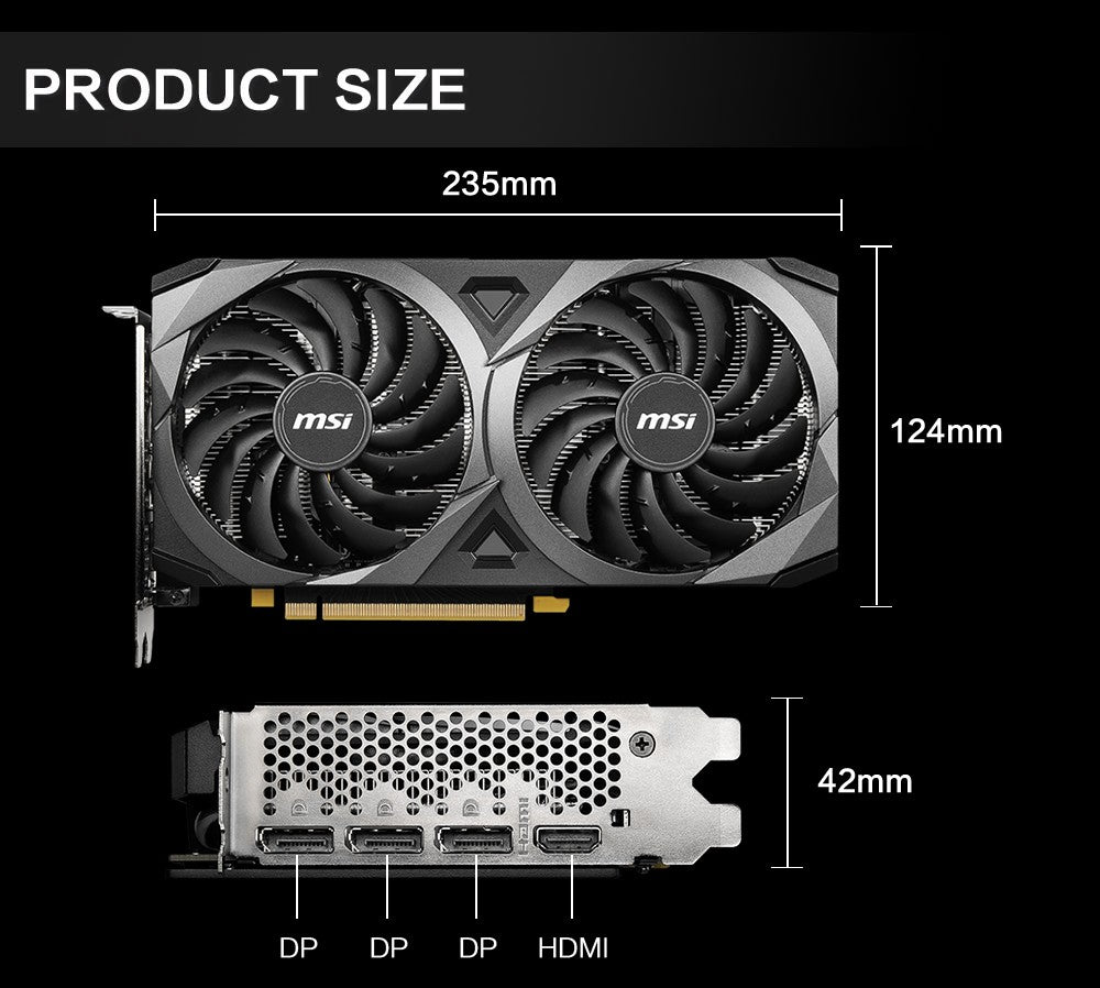 Placa de Vídeo MSI GeForce RTX 3060 VENTUS 2X 12G OC para Jogos 12GB GDDR6 192 bits HDMI DP PCI-E 4.0 8 pinos Desktop Placa de Vídeo Nova