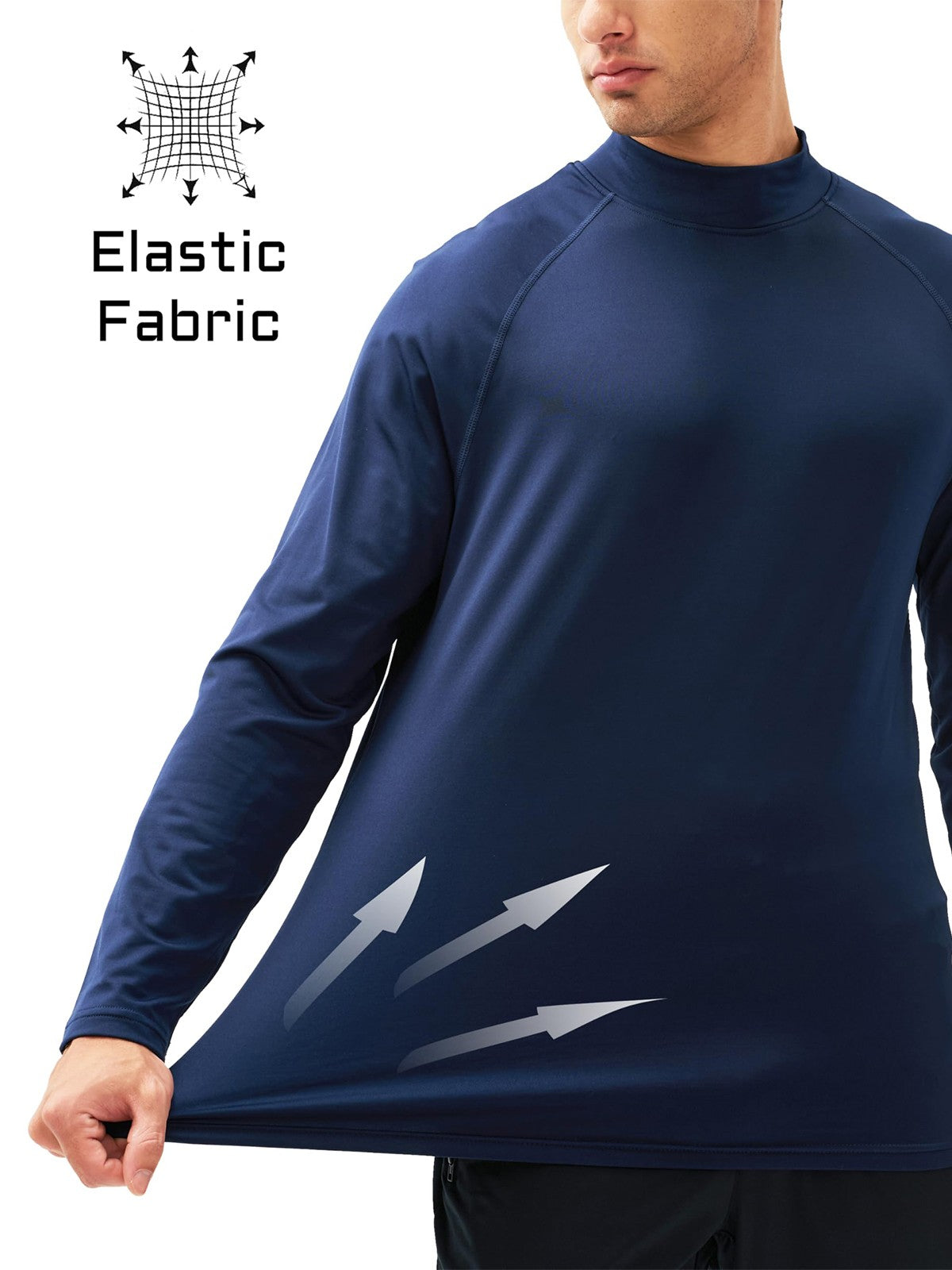 TACVASEN Mock Neck Thermal T-shirts Mens Micro-fleece Lined Long Sleeves Spring Athletic Workout Base Layer Pullover Tops Male