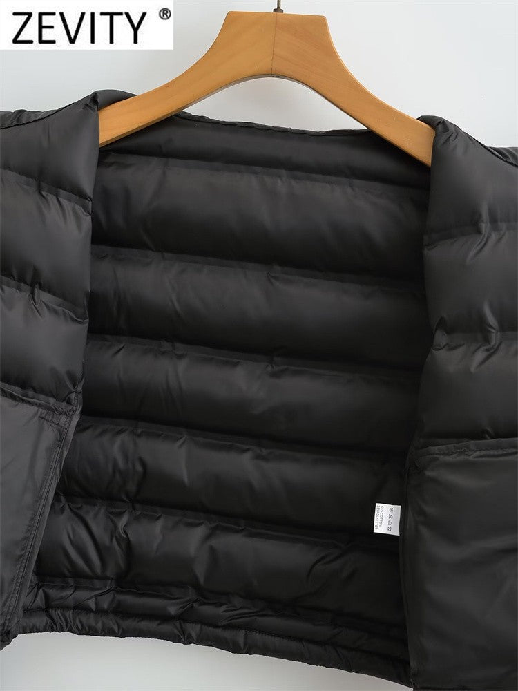 Women Vintage Long Sleeve Patchwork Cotton Padded Jacket Coat Female Pockets Outerwear Chic Zipper Short Tops CT5817