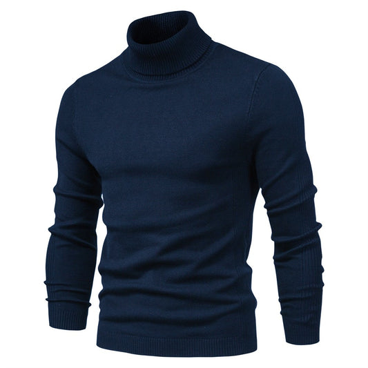 2021 New Winter Men Turtleneck Sweater Casual Solid Color Warm Pullover High Quality Slim High Neck Long Sleeve Sweater Men
