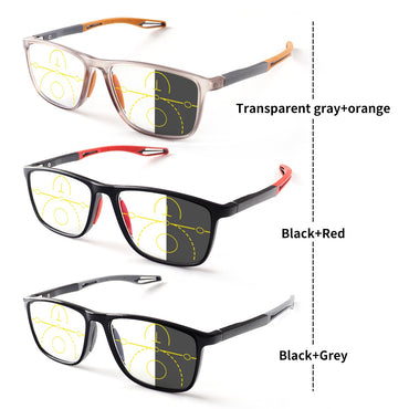 Progressive Multi-Focus Reading Glasses, Photochromic, Anti-Blue Light, Tr90 Tough Frame, Suitable for Men and Women, +100-+400