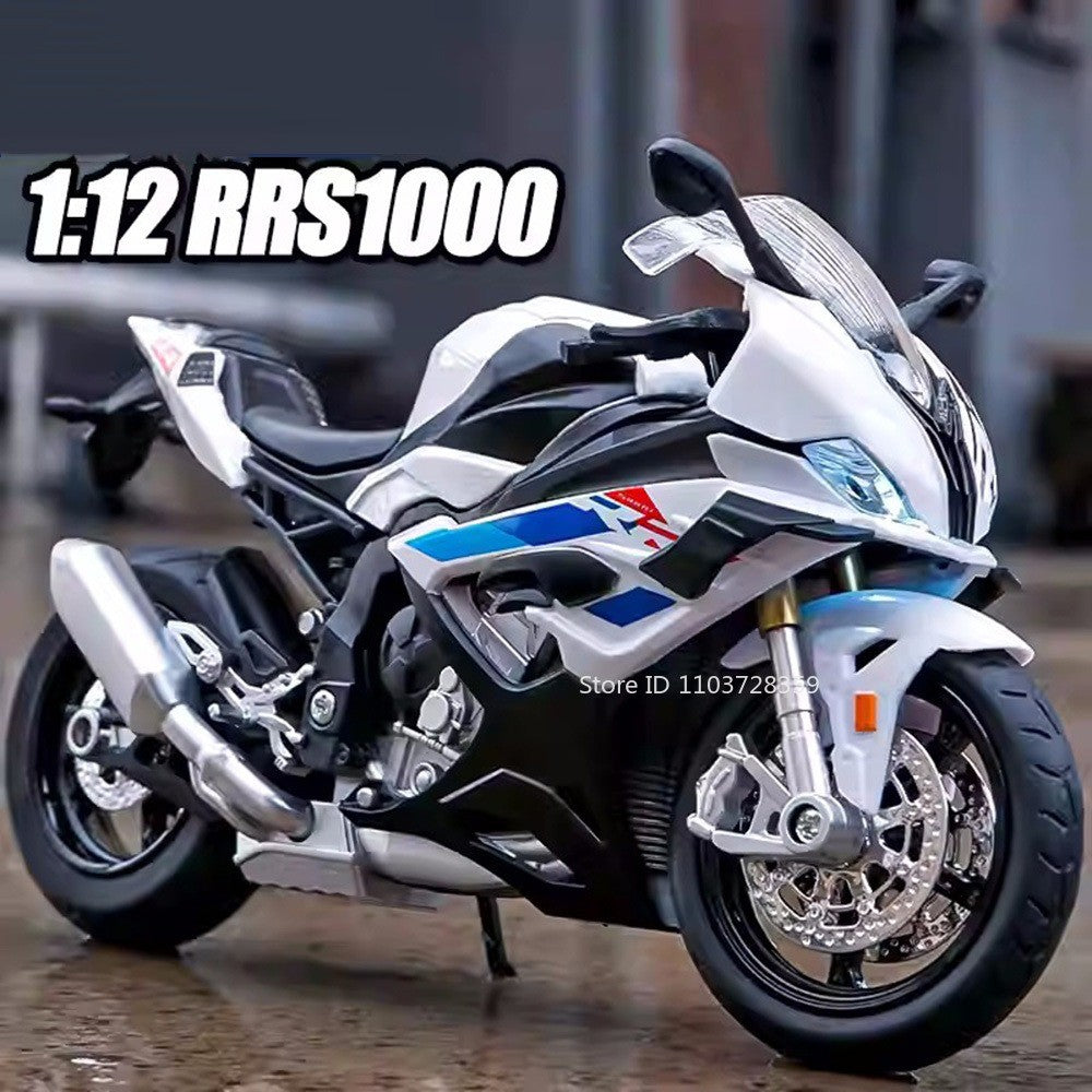1:12 RRS1000 S1000RR Modelo de Brinquedo Motos de Liga Fundida Motocicletas Amortecimento Roda Dianteira Direcionável Pneus de Borracha Presente para Meninos