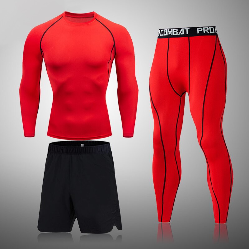 Thermal Man Underwear Set Soild Color Compression T Shirt Leggings Yoga Sets Fitness Sports Suits Men Clothing Gym Running Kit