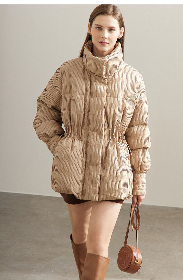 AMII Minimalist Duck Down Puffer Coat Women Winter 2025 Lightweight Stand Collar Lapel Warm Outerwear New Jackets 12344052
