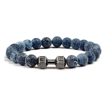 Black Weathered Wristband Adjustable Barcelets For Women Men Beads Bracelet Dumbbell Mens Fashion Yoga Jewelry Original Bangles
