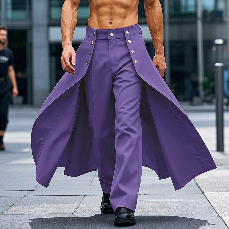 INCERUN Men Irregular Pants Solid Color Button Joggers Loose Casual Trousers Men Streetwear 2025 Fashion Male Long Pants S-5XL
