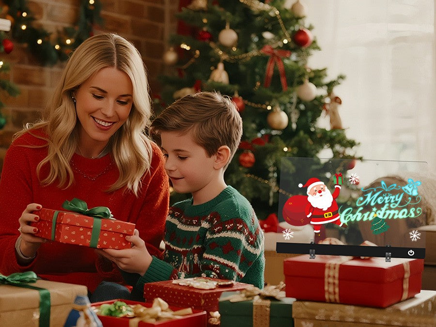 LED Note Board Night Light with 7 Colors & Flashing Mode Acrylic Dry Erase Drawing Board for Birthday/Holiday Gift office home