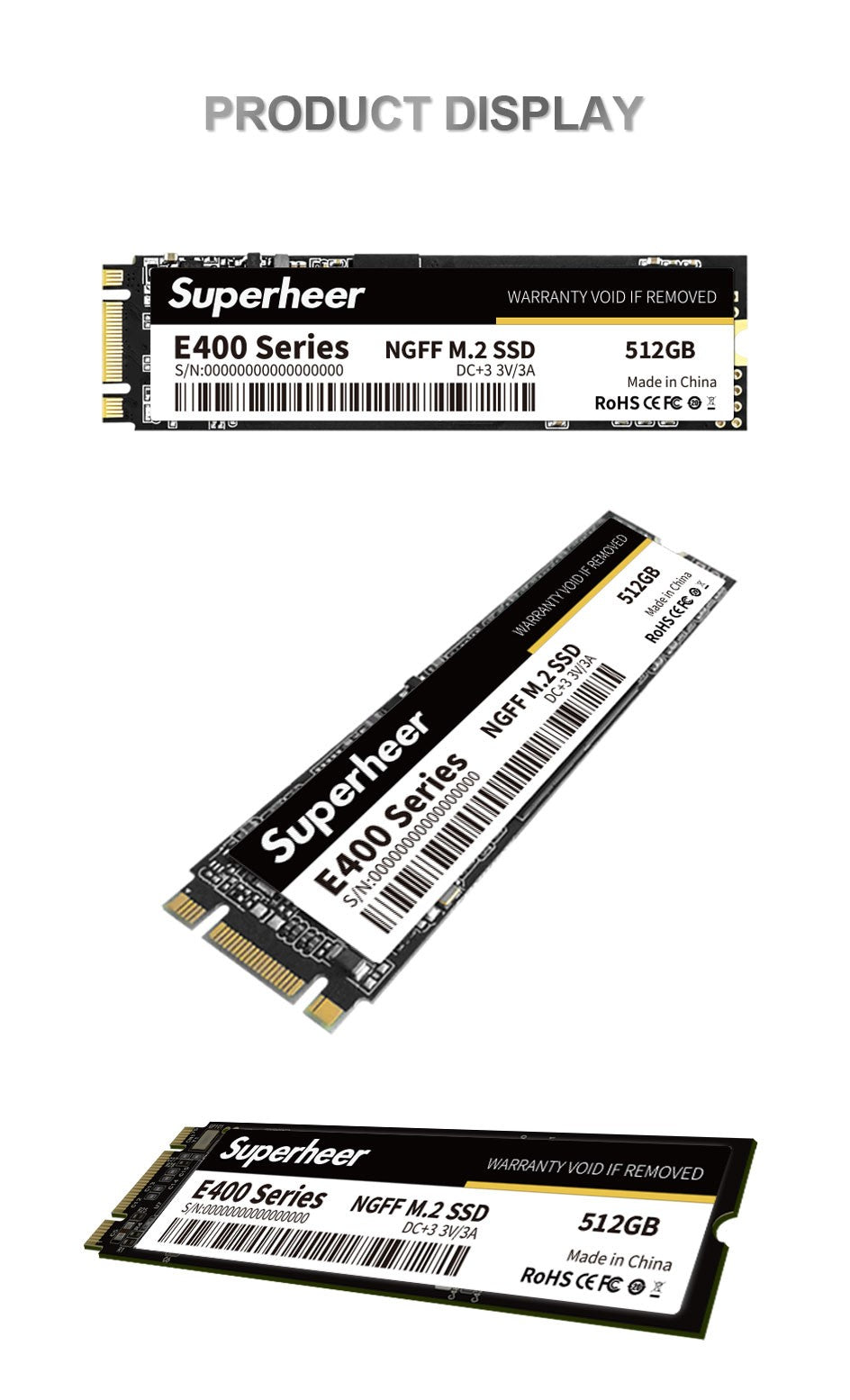 SSD SUPERHEER M.2 SATA 512 GB SATA3 Solid State Drive 256 GB 128 GB 1 TB 2 TB 2280 mm NGFF Disco Rígido para Notebook