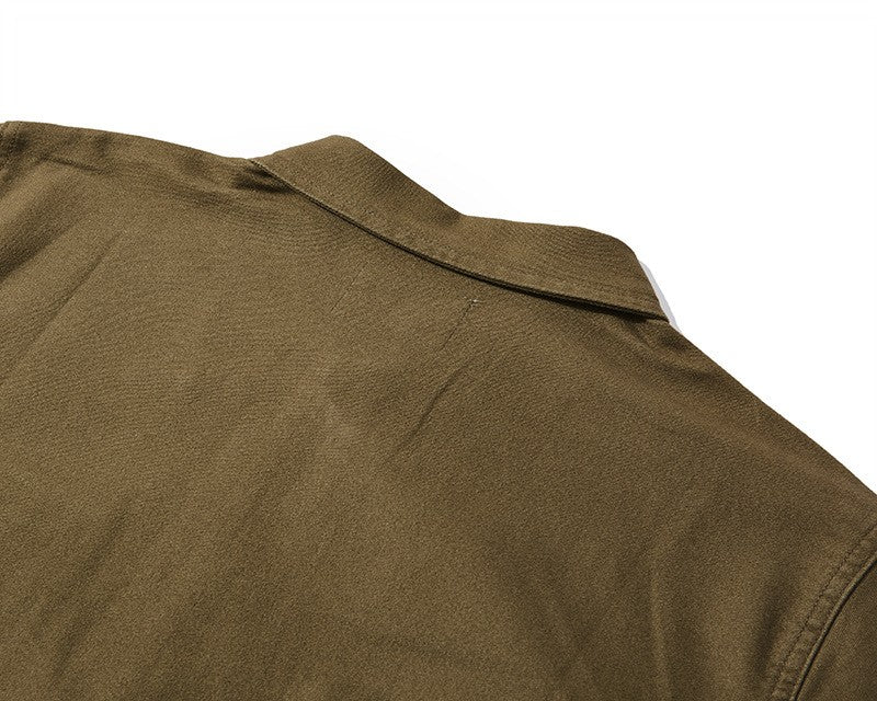 Autumn and Winter New OKONKWO Moleskin Heavyweight Retro French Workwear Jacket Multi Bag Men's Coats American Vintage