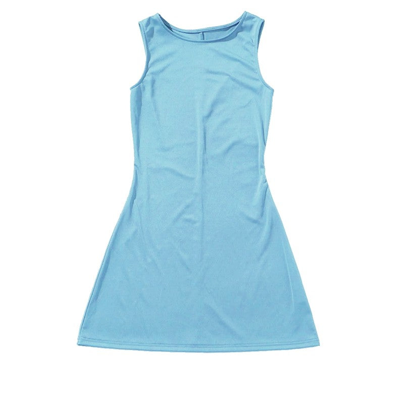 Woman Dress Sleeveless Knit Slim A-Line Female O-Neck Seveless Mini Dresses Shea