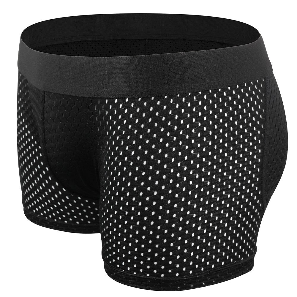 Men Hip Lift Body Shaper Sponge Fake Butt Padded Boxer Briefs Hollow out Breathable Slimming Underwear Body Shaping Enhancement