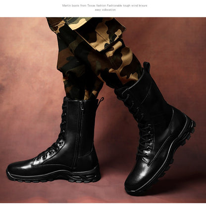 Botas de Couro Genuíno Masculinas de Cano Curto Botas Masculinas de Inverno de Couro com Pelo Quente para Exército Caça Sapatos Masculinos Botas Casuais Pretas