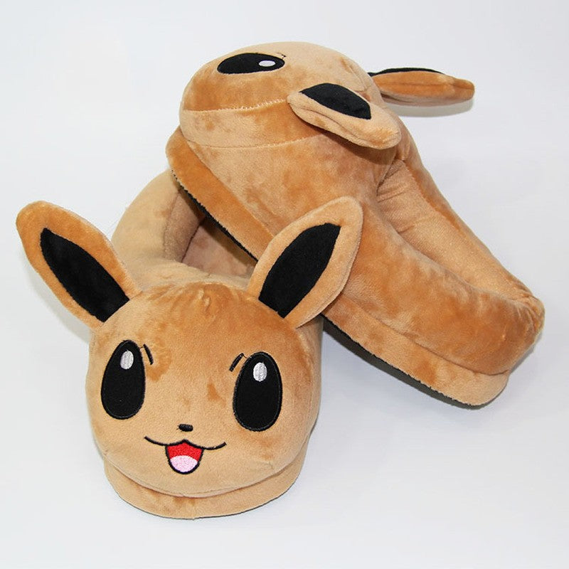 Novos Chinelos de Pelúcia Quentinhos de Inverno Anime Pokémon Pikachu Eevee Umbreon Simpson Kawaii Para Adultos e Crianças Sapatos de Casa Internos