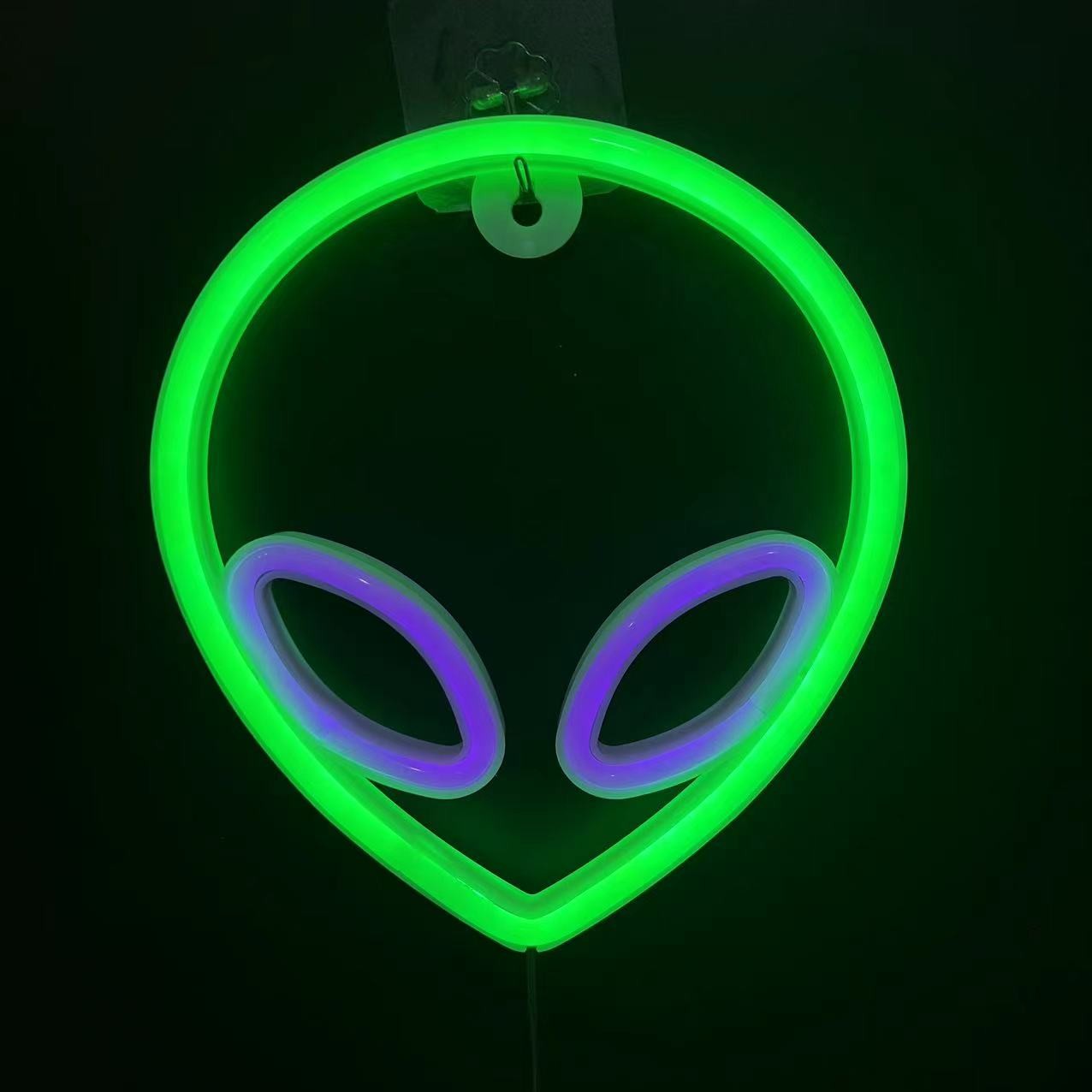 Neon Sign Alien Face Shaped Wall Hanging Lights for Home Game Room Saucerman  Plant LED Night Lamps Xmas Party Holiday Art Decor