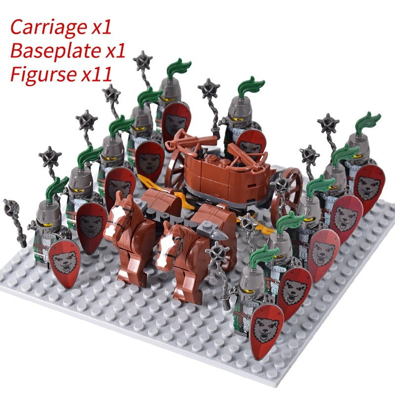 Castelo Medieval Cavaleiros Guerreiros Espartanos Cruzados Legião Romana Infantaria Cavalo de Guerra Carruagem Blocos de Montar Brinquedo de Figuras