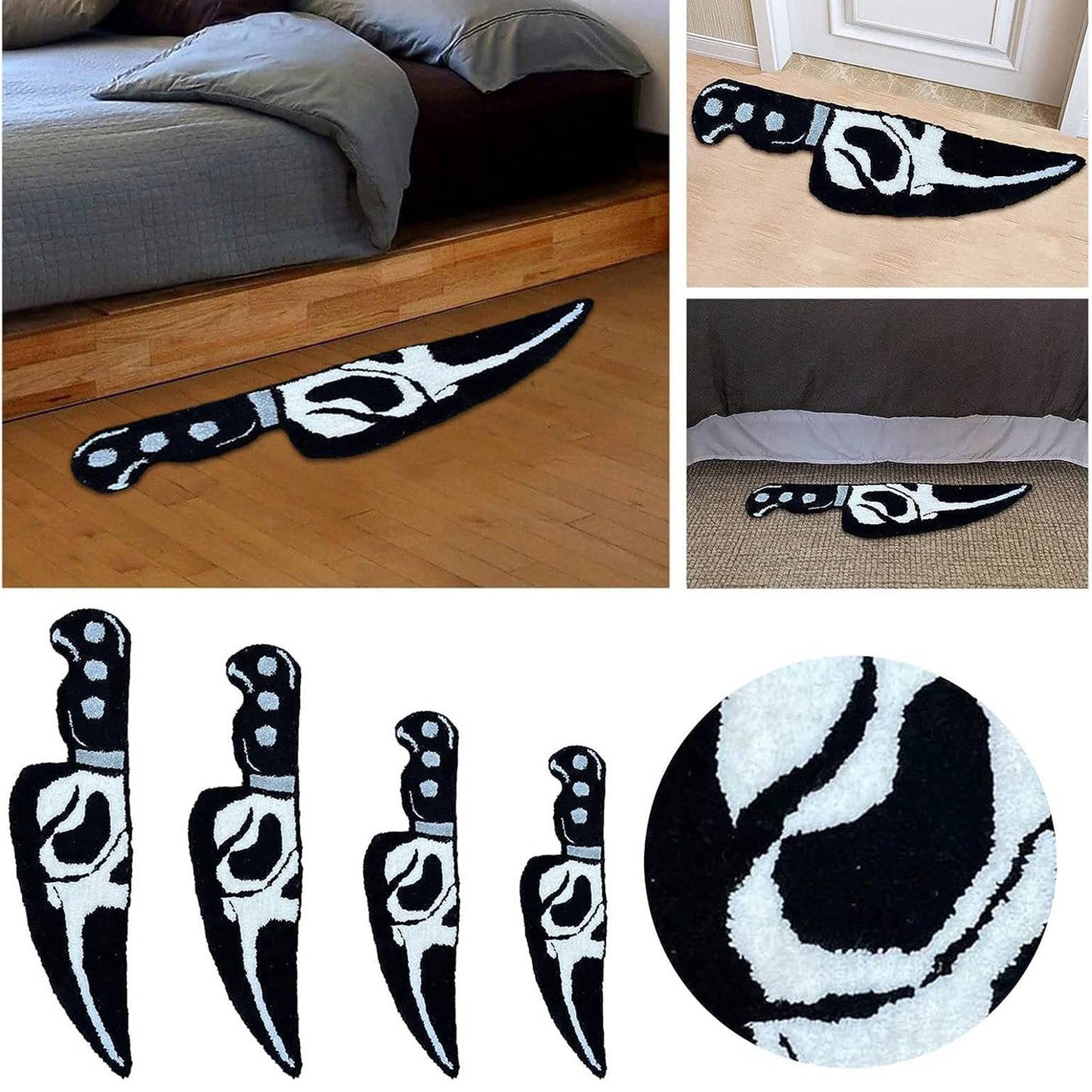 Clearance Deal Skull Knife Carpet Horror Scary Scream Bedside Rug Wear Resistant Cashmere Home Bedroom Decorative Carpet