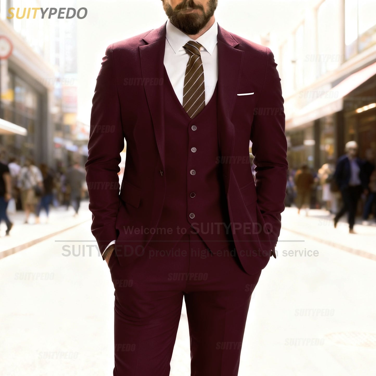 Smart Casual Slim Fit Suit Sets Elegant Notch Lapel Suit Attire 3 Pieces Blazer Vest And Pants Formal Evening Homme Costumes