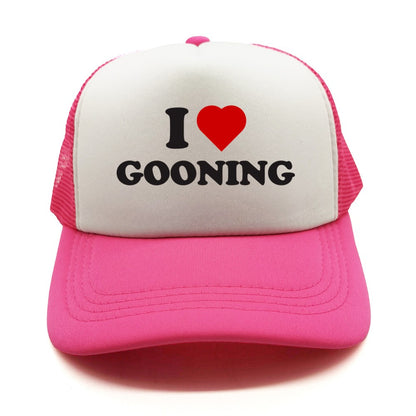 Funny I Love Gooning Baseball Caps Cool Summer Men Mesh Net Hat Humor Trucker Cap Unisex Outdoor Mesh Net Caps MZ-080