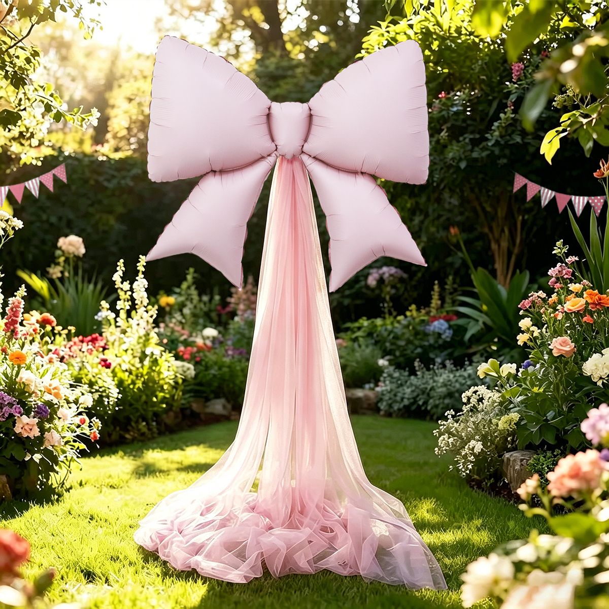 2pcs pink bow balloons princess style theme set, birthday, wedding, anniversary, bachelor party, gender reveal