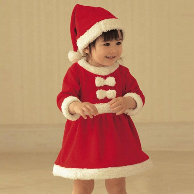 Christmas Baby Santa Claus Cosplay Costume Baby Boys Girls 3/4 Sleeve Clothes Toddler Kids Dress Children Clothing for 1-8 Years