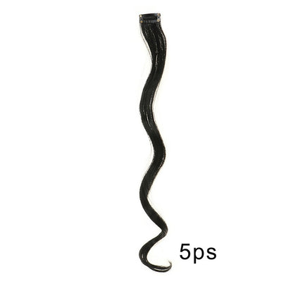 5pcs Colorful Curly Wavy Hair Extensions 18 inch Synthetic Wave Clip-In Hairpieces for Women Cosplay Christmas & New Year Gifts