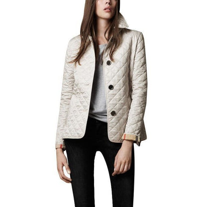 Women's Lightweight Quilted Jackets Autumn Winter Black Khaki Long Sleeve Button Down Casual Outwear Padded Coat with Pockets