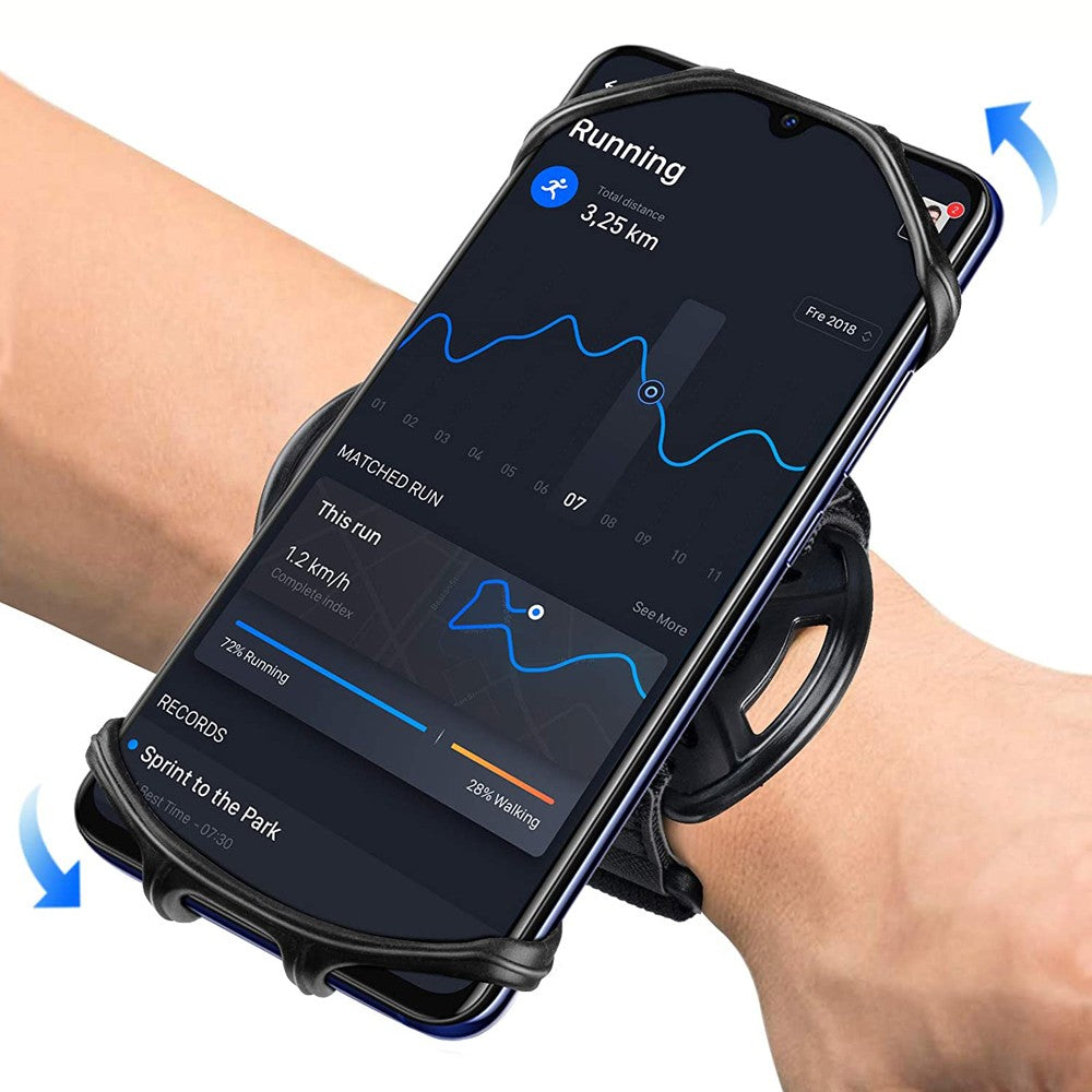 Running Wristband Phone Holder 360°Rotation Detachable Sports Armband with Key Holder for iPhone Samsung Xiaomi Huawei Phone