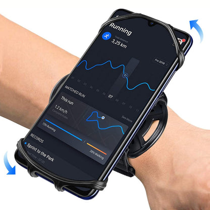 Running Wristband Phone Holder 360°Rotation Detachable Sports Armband with Key Holder for iPhone Samsung Xiaomi Huawei Phone
