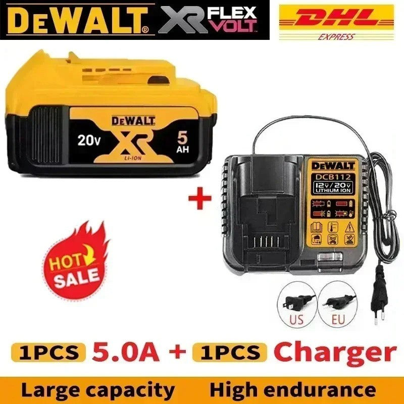 Bateria recarregável de íons de lítio DHL Ship DEWALT 20V 6.0Ah para ferramentas elétricas, substituição de bateria max DCB184 DCB200 DCB182 DCB180 DCB181
