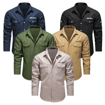 Men Outdoor Multi Pockets Long Sleeved Cargo Shirts High Quality Man Cotton Loose Shirts New Spring  Male Casual Shirts Size 5XL