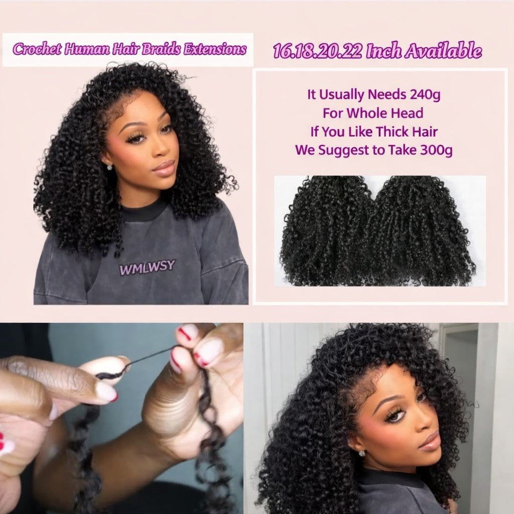 12A Small Spirals Curly Crochet Human Hair Extensions Deep Pixie Curls Crochet Hair Pre Separated Knotless For Braiding Twist
