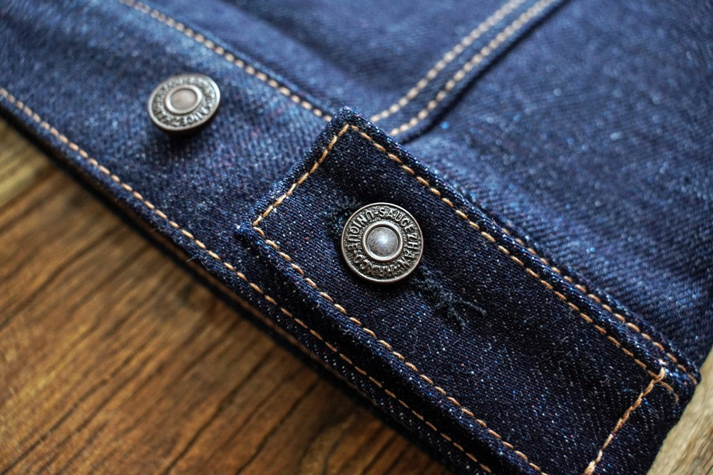 Sauce Zhan Mens Rainbow Sanforized Selvedge Denim Jacket Jean Jacket Men Regular Fit 21 OZ