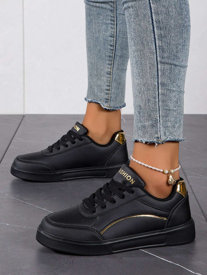 Baasploa Tênis Casual Feminino de Couro com Plataforma para Mulheres Clássicos Confortáveis Sapatos de Skate Antiderrapantes