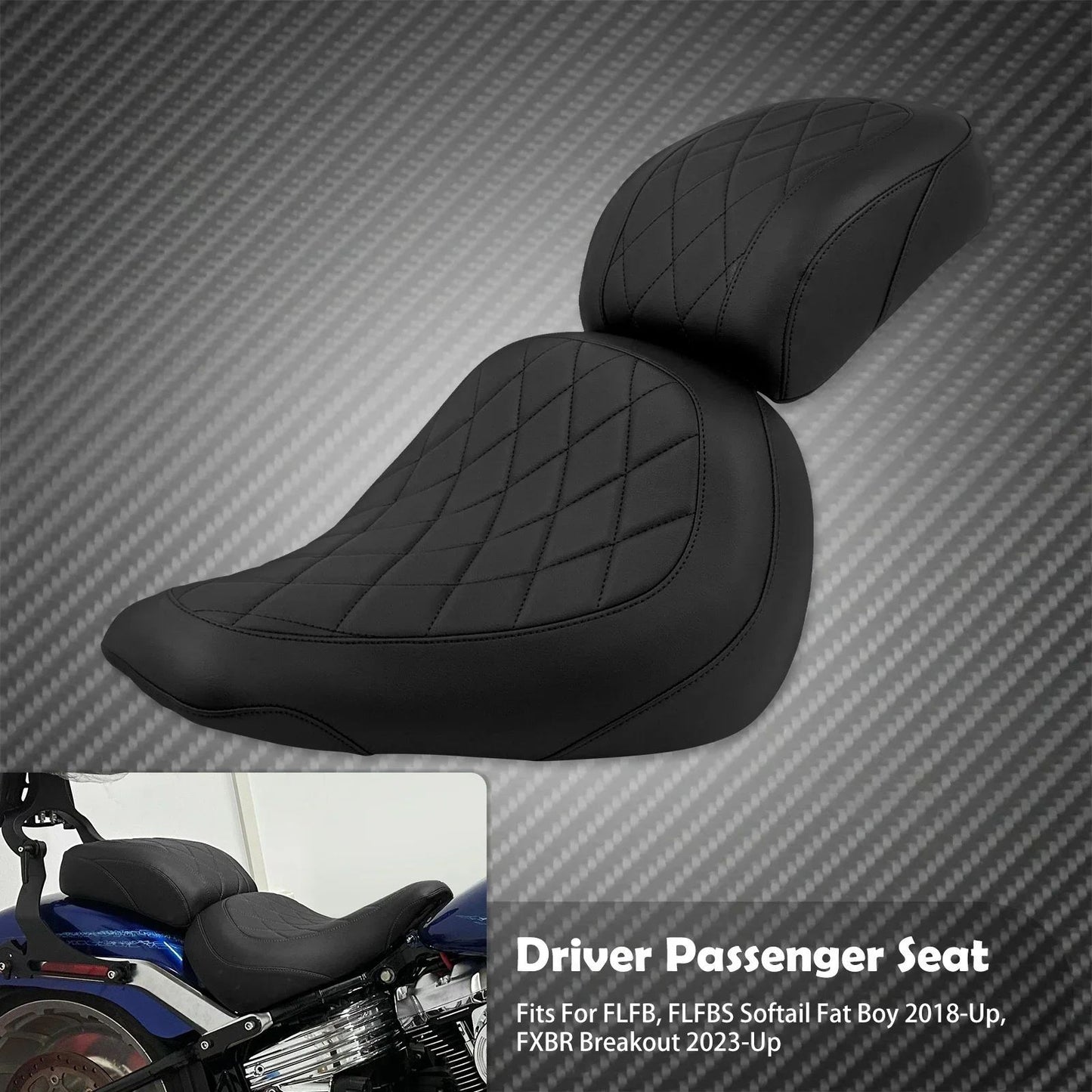 Assento de Passageiro de Motorista de Moto 2 Lugares Preto/Azul/Branco/Vermelho Para Harley Softail Fat Boy FLFB FLFBS 18-Up Breakout FXBR 23-Up