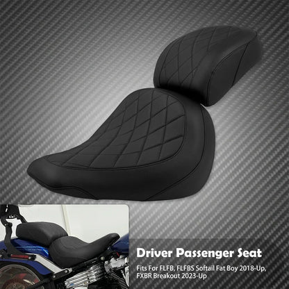 Assento de Passageiro de Motorista de Moto 2 Lugares Preto/Azul/Branco/Vermelho Para Harley Softail Fat Boy FLFB FLFBS 18-Up Breakout FXBR 23-Up