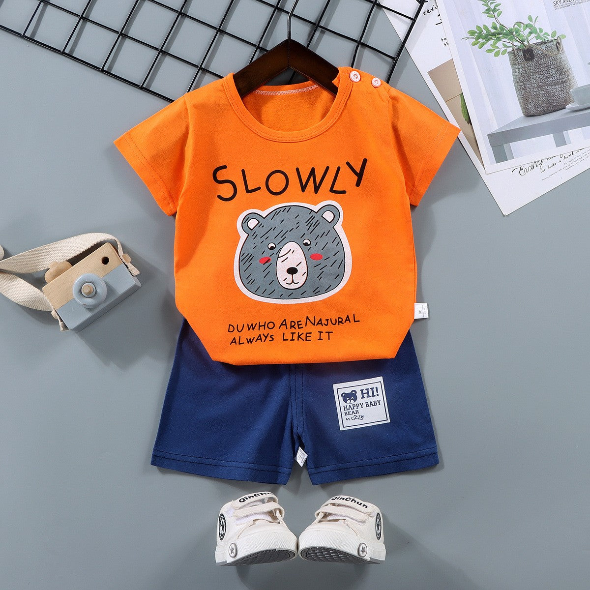 Conjuntos Infantis Mãe e Filhos Roupas Menino Menina Camiseta Shorts 2PÇS Verão Algodão Manga Curta Roupas de Bebê Infantil Terno