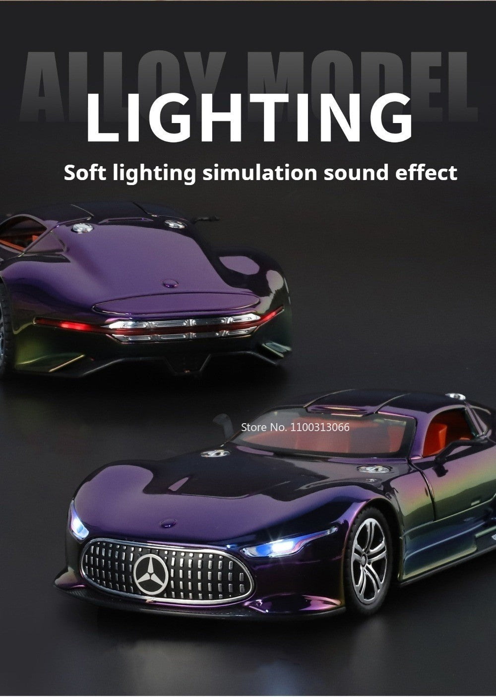 1:24 Visão GT 300SL Carro Esportivo Modelo Liga Fundida Brinquedos Som Luz Puxar para Trás Portas Abertas Veículos Miniatura Presentes para Crianças