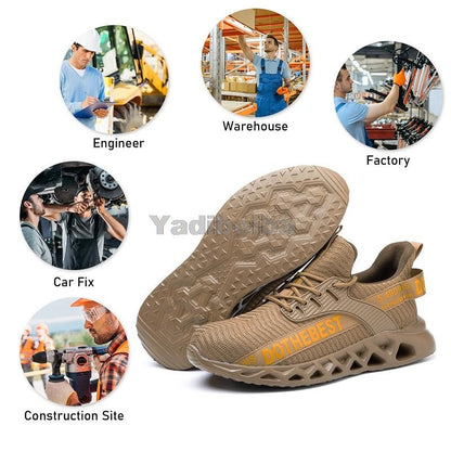 Sapatos de Segurança Bico de Aço Masculino Feminino Tênis de Trabalho Leves Sapatos de Trabalho à Prova de Furos Botas de Trabalho de Segurança Unissex para Construção