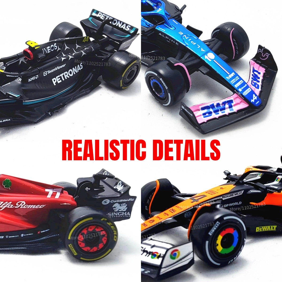 Bburago 1:43 Modelo de Carro de Corrida F1 Réplica em Miniatura Red Bull Mercedes Ferrari Veículo Presente de Natal Brinquedo Infantil para Amigo Menino