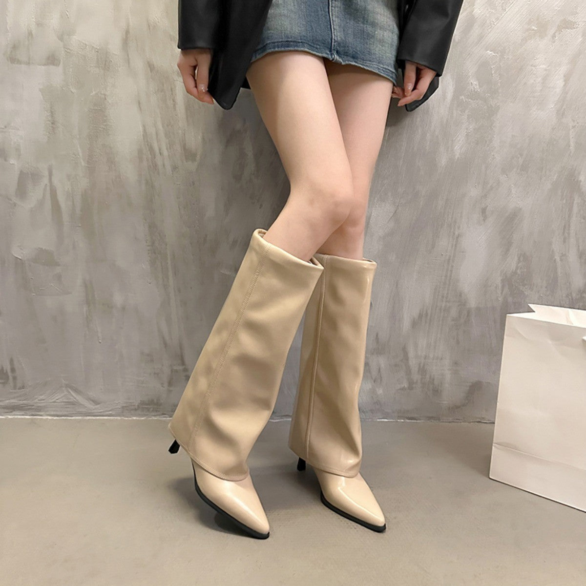 Women Chunky High Boots Pointed Toe Sexy Solid Color Design  Autumn and Winter New 2024 Trend Retro Fad Woman Boots Size 35-42
